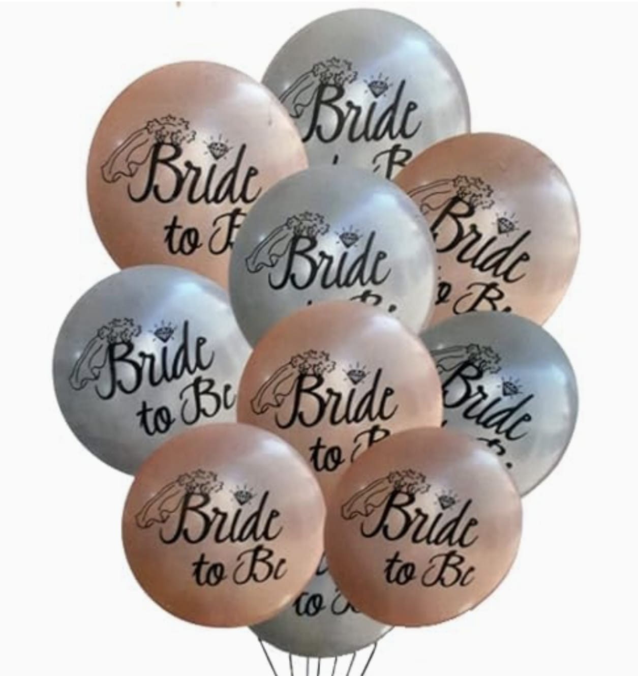 Bride to Be Rose Gold And Grey Latex Balloons (Pack of 10)