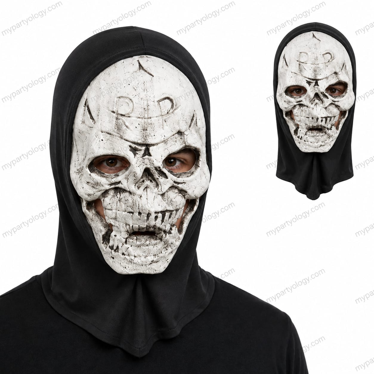 Skeleton RIP Plastic Hooded Mask
