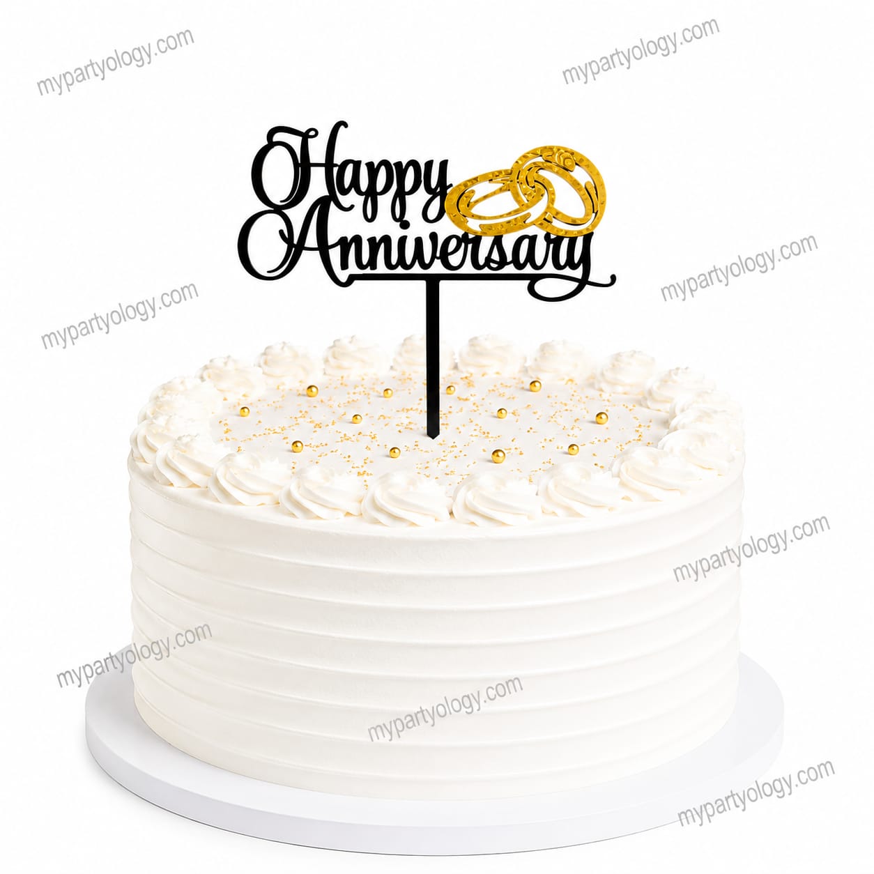 Happy Anniversary with Rings Cake Topper