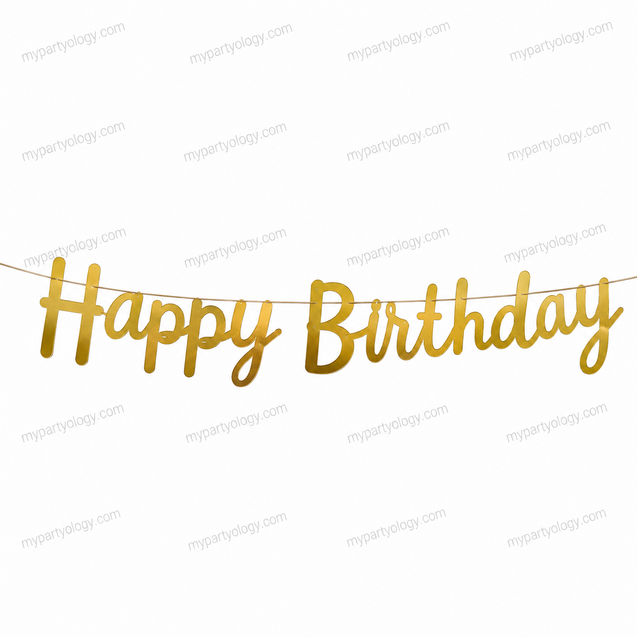 Gold & Silver Metallic Happy Birthday Cursive Banner - Image 2