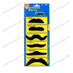 Mustache Black Assorted Self Adhesive Set (Pack of 6)
