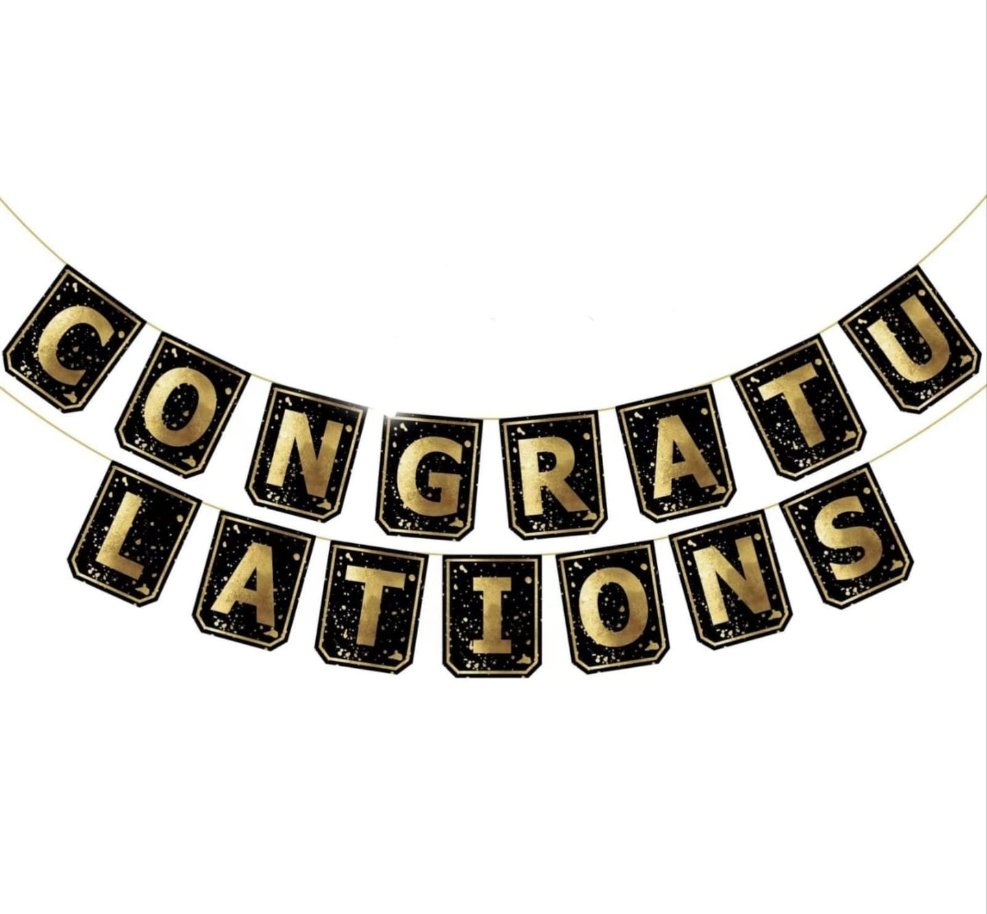 Congratulations Black & Gold Block Banner