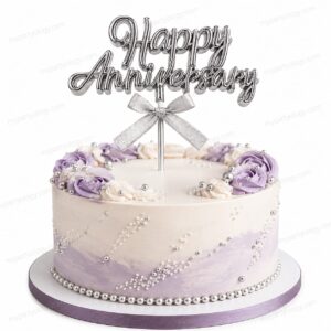 Happy Anniversary Silver Cake Topper
