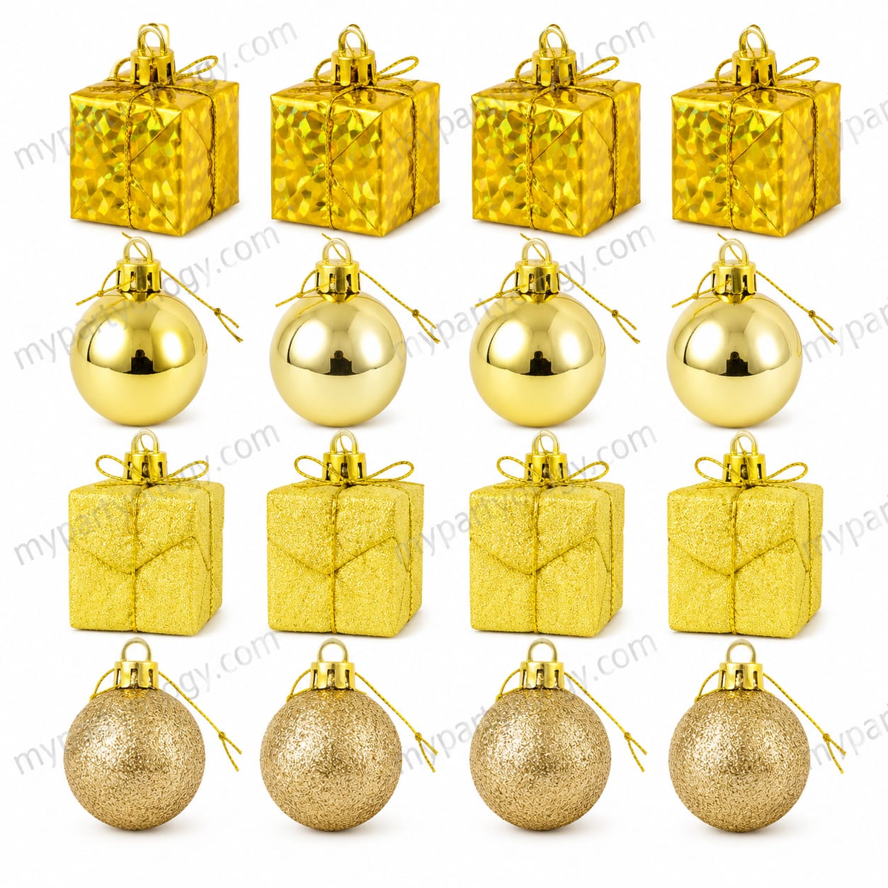 Assorted Gold Tree Decor (Pack of 16)