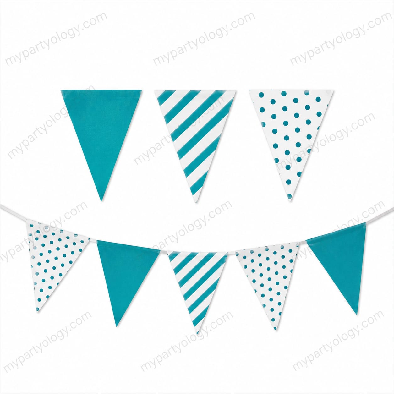 Teal Dots Stripes Flag Banner