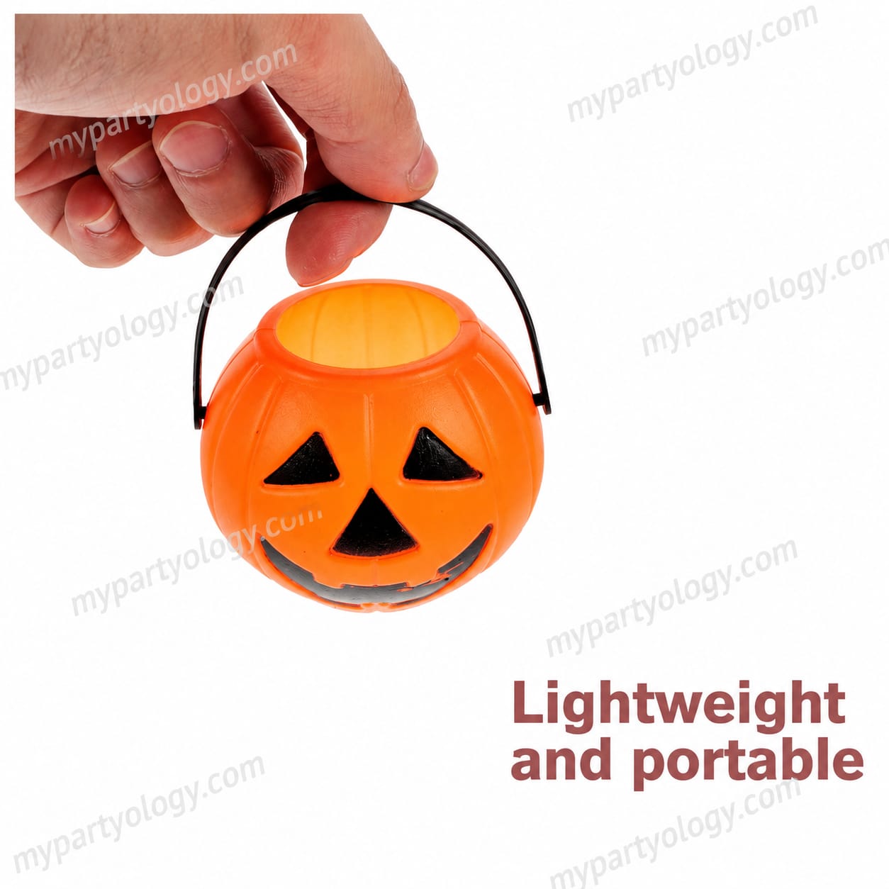 Orange Small Plastic Pumpkin Pail Set (Pack of 6) - Image 4