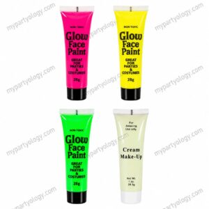 Assorted Coloured Glow Face Paint 28g Tube (Pack of 1)