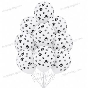 Paw Print 12'' White Latex Balloon Set (Pack of 10)