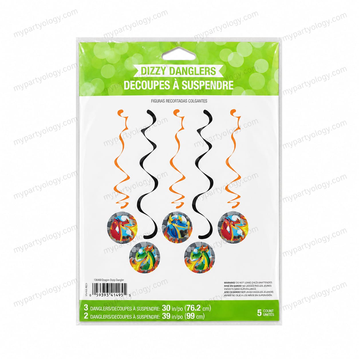 Dragons Dizzy Paper Danglers (Pack of 5) - Image 2