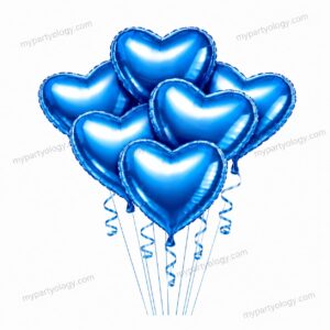 Blue Metallic Heart 18" Foil Balloon Set (Pack of 5)