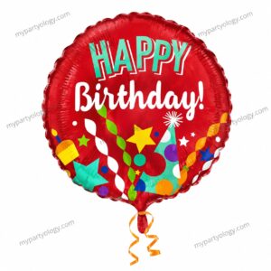 Happy Birthday Red Swirls 18" Foil Balloon (Anagram)