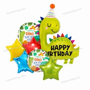 Happy Birthday Dinosaur Foil Balloon Set (Pack of 6)