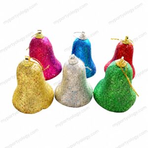 Assorted Glitter 2'' Bell Hanging Decor (Pack of 6)