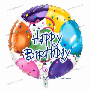 Happy Birthday Confetti & Balloons 18" Foil Balloon