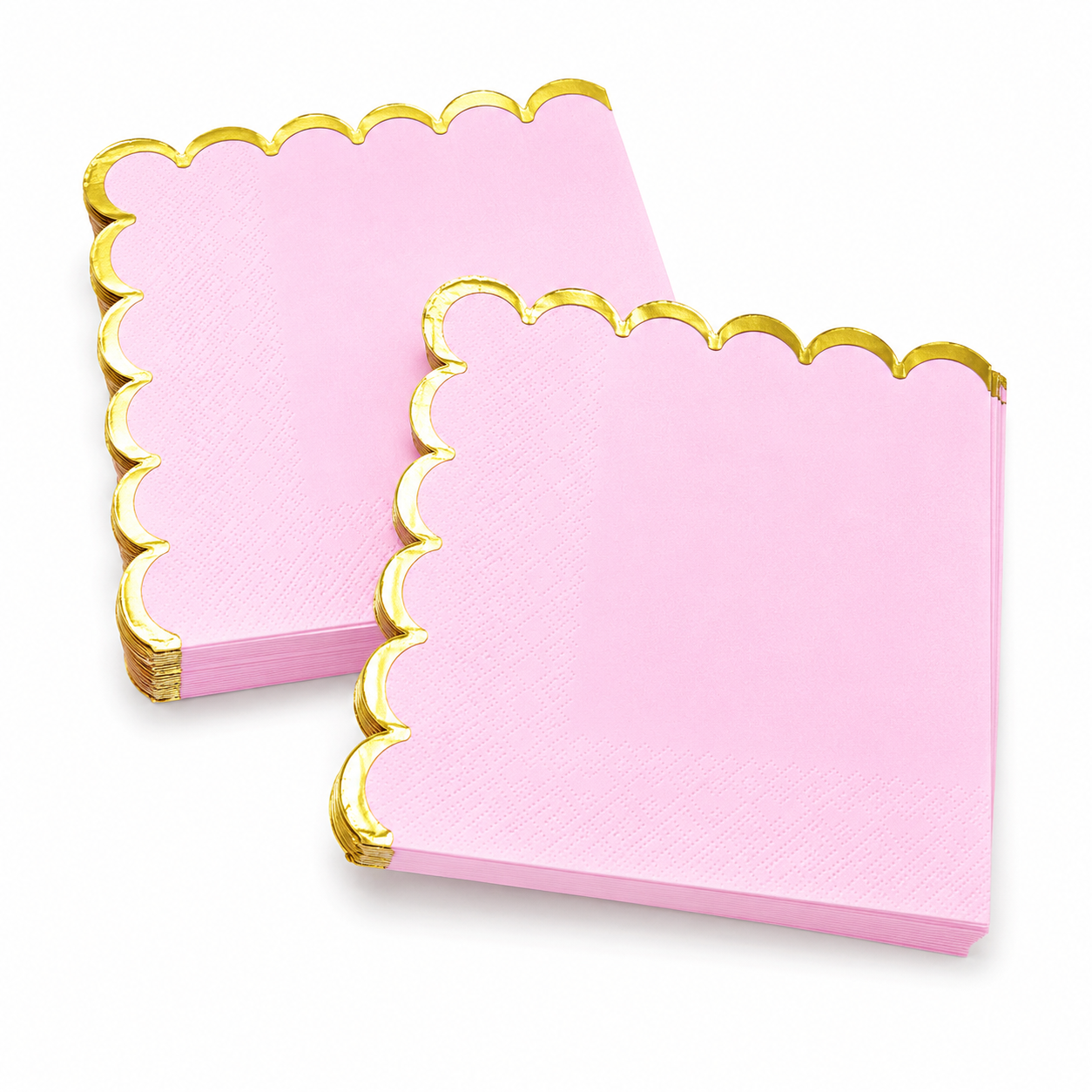 Purple With Scallop Gold Luncheon Paper Napkins