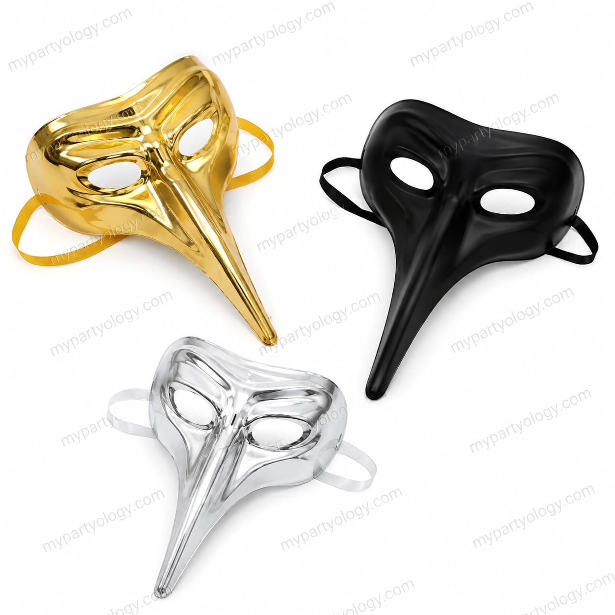 Assorted Coloured Plague Doctor Long Nose Raven Bird Mask (Pack of 1)