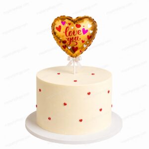 Love You Gold Heart 5" Foil Balloon Cake Topper