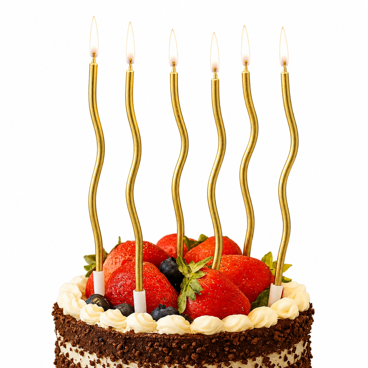 Gold Swirl Long Candles  ( Pack Of 6 )
