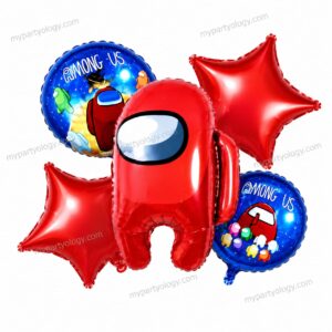 Amoung Us Red Foil Balloon Set (Pack of 5)