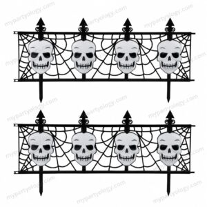 Skull & Web Plastic Lawn Fence (Pack of 2)