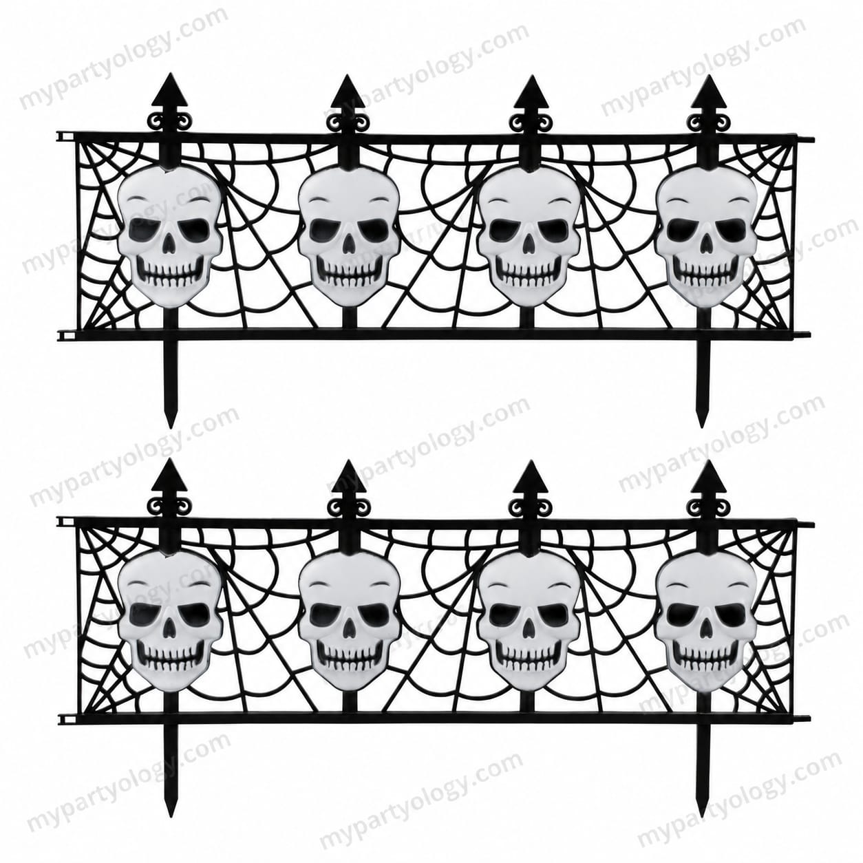 Skull & Web Plastic Lawn Fence (Pack of 2)