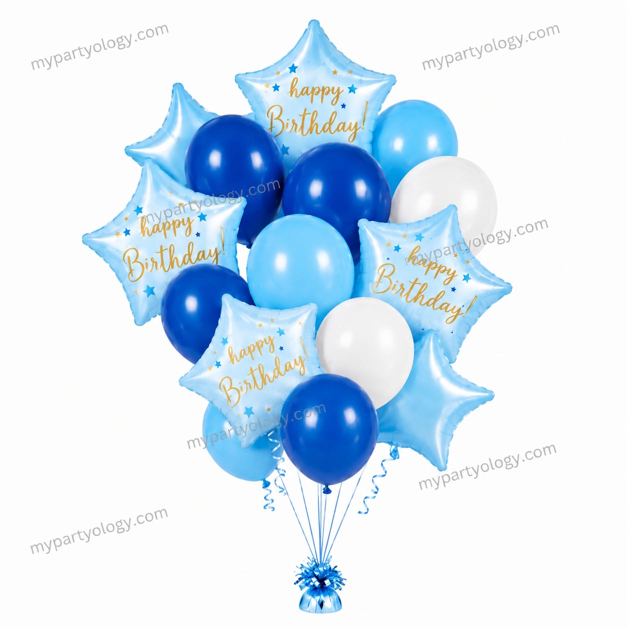 Happy Birthday Blue Summer Vibe Foil & Latex Balloon Set (Pack of 16)