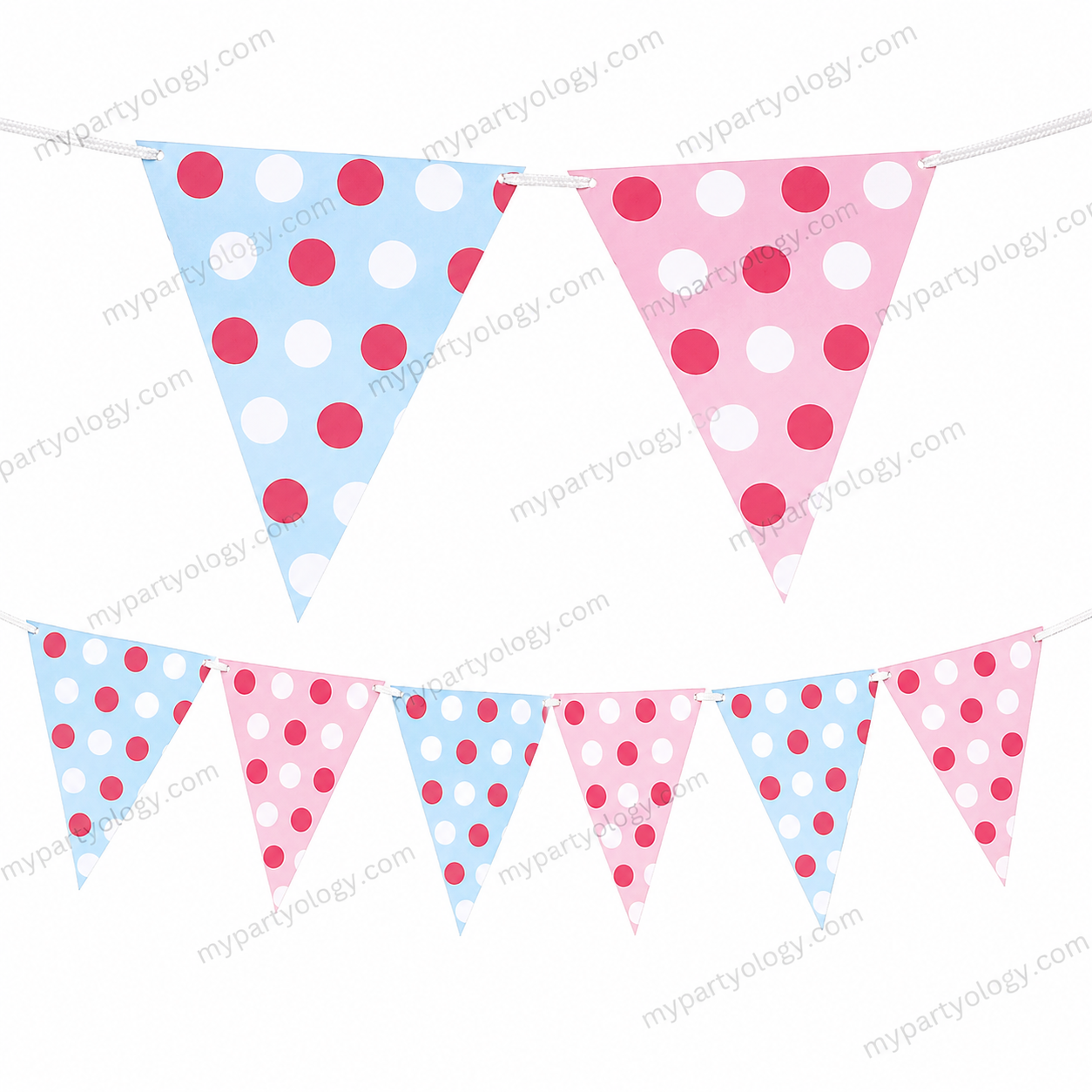 Pastel Stripes and Dots Party Flag Banner