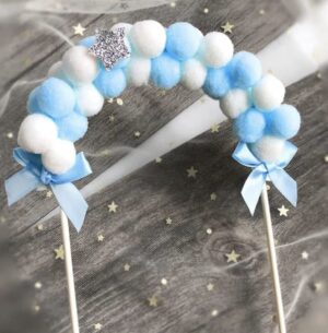 Pom Pom Blue & White Arch Cake Topper