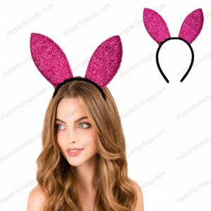 Shimmer Hot Pink Bunny Ears Headband