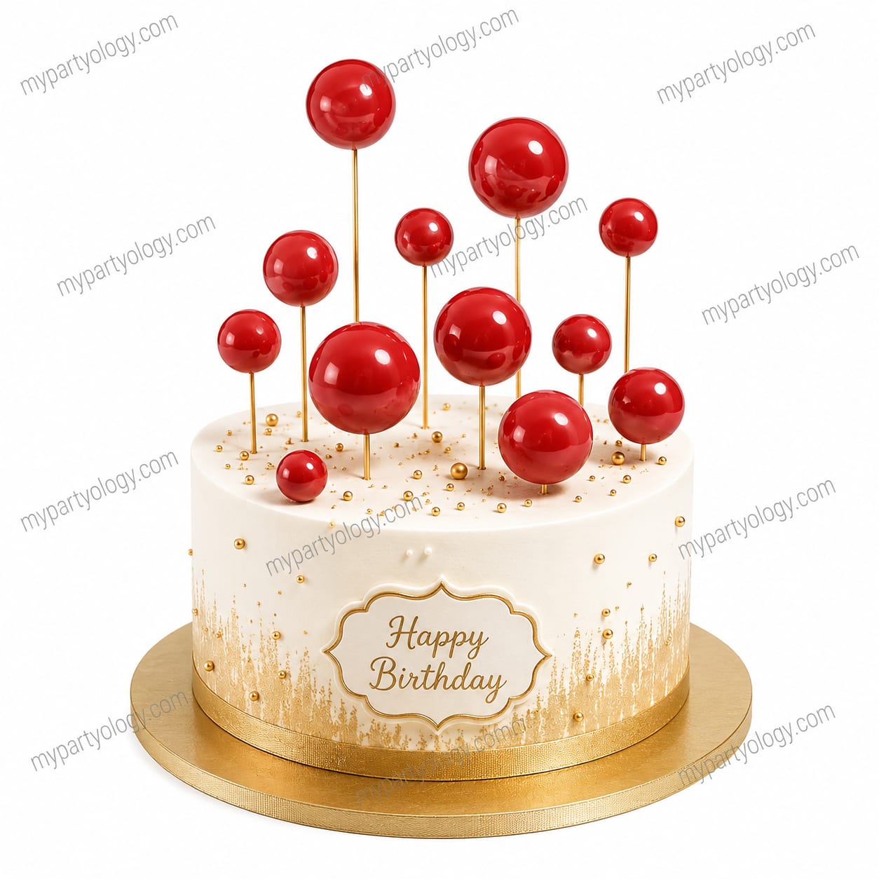 Red Faux Balls Cake Topper (Pack of 10)