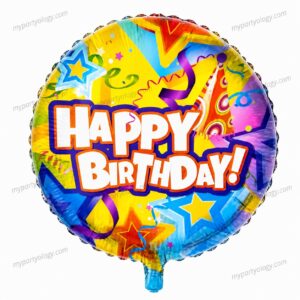 Happy Birthday Streamers & Stars 18" Foil Balloon