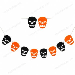 Skull Felt Orange & Black Hanging Decoration (Pack of 1)