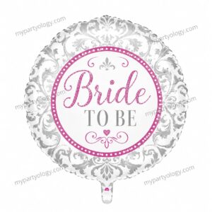 Bride to Be Damansk Silver 18'' Foil Balloon
