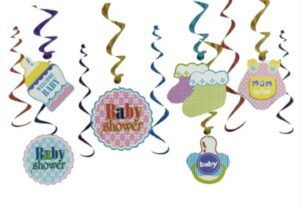 Baby Shower Pastel Swirl Decorations (Pack of 12)