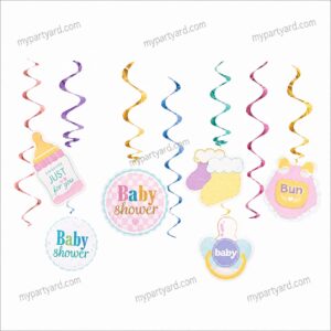 Baby Shower Pastel Swirl Decorations (Pack of 12)