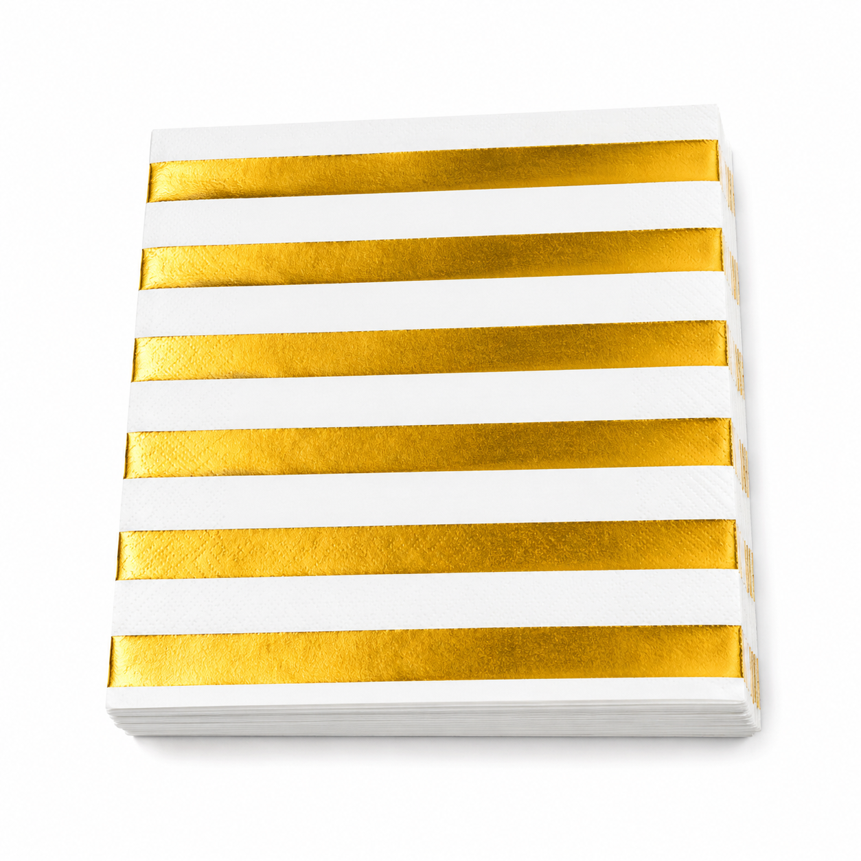 White With Gold Stripes Dinner Napkins