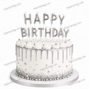 Happy Birthday Silver Thin Letter Candles