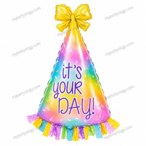 Its Your Day Pastel Cone Hat 35'' Foil Balloon