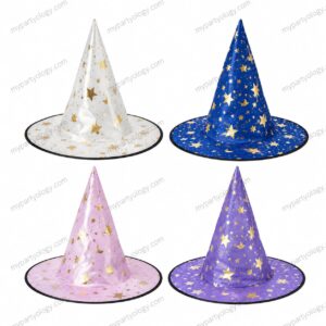 Assorted Coloured Star & Moon Witch Hat (Pack of 1)