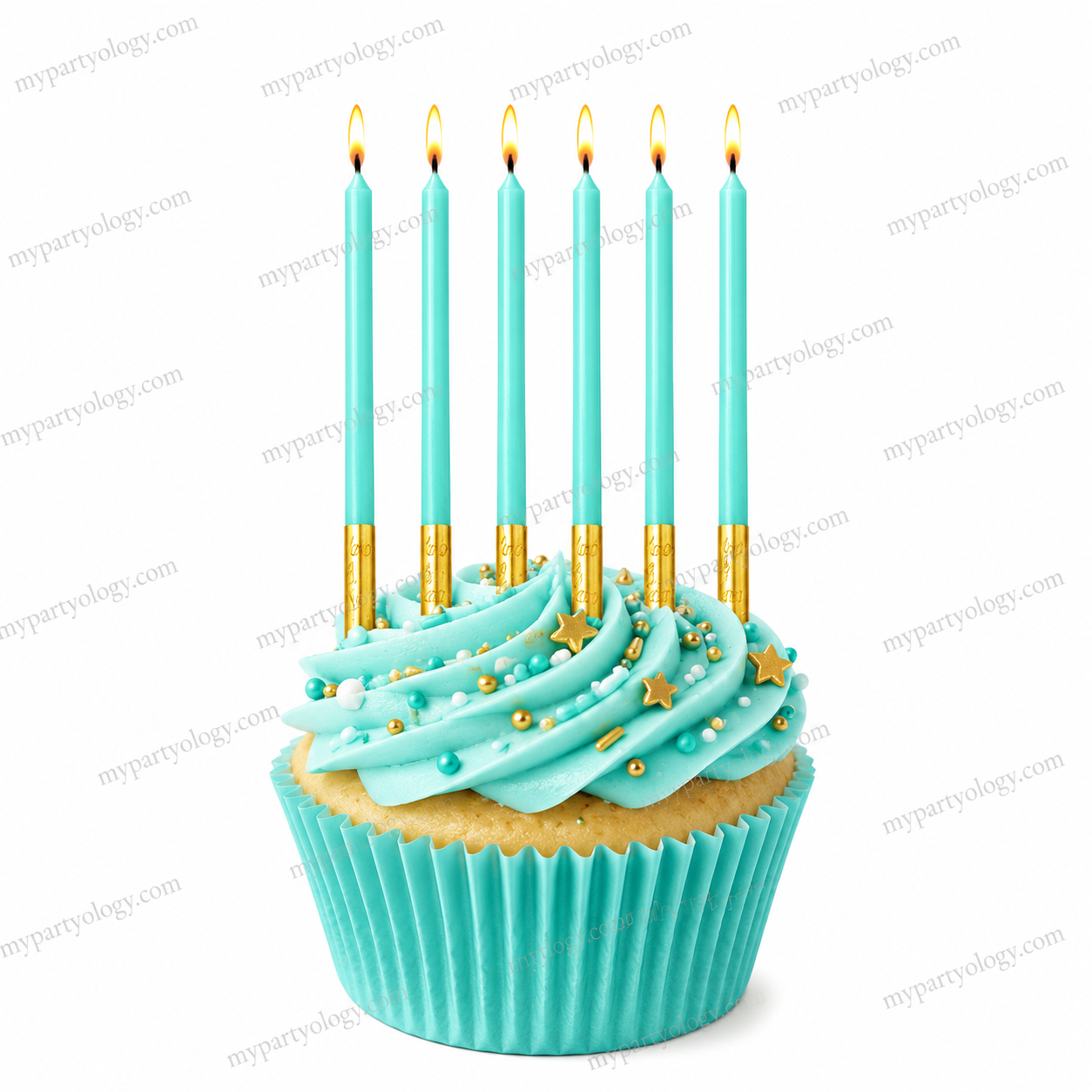 Gold Dipped Pastel Blue Candle (Pack of 6)