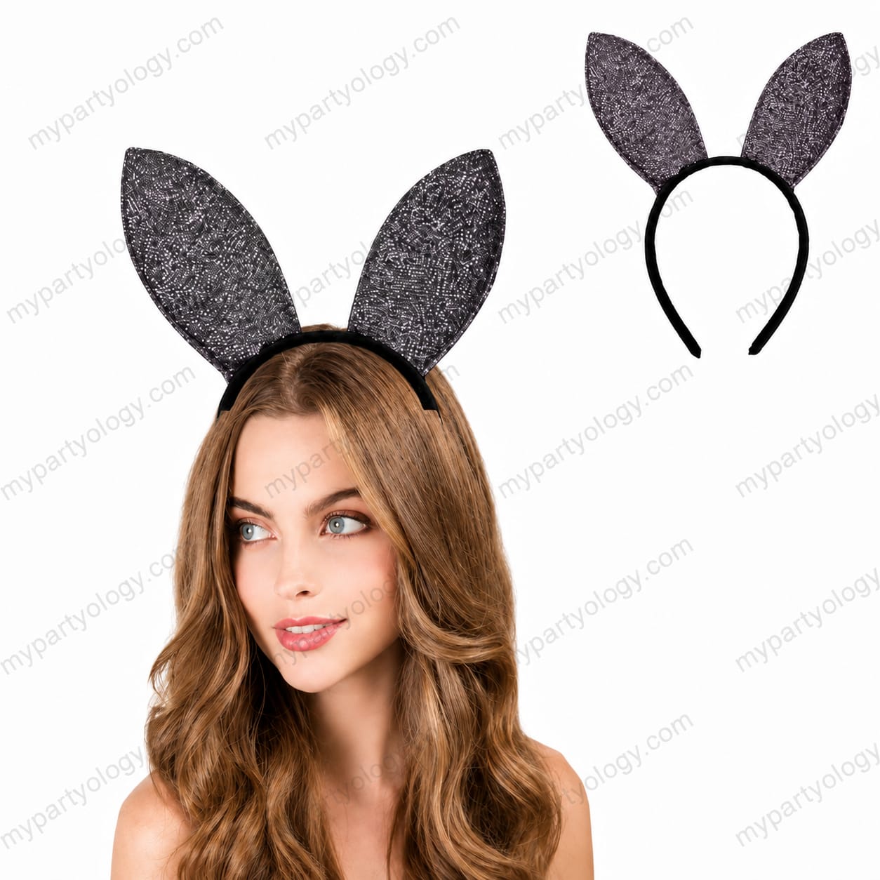 Shimmer Silver Bunny Ears Headband