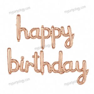 Happy Birthday Cursive Rose Gold 13" Foil Balloon Banner