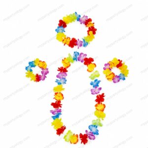 Hawaiian Lei Colourful Flower Garland Set (Pack of 4)