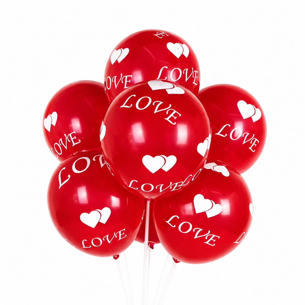 Red Love & Hearts 12'' Latex Balloons (Pack of 10)