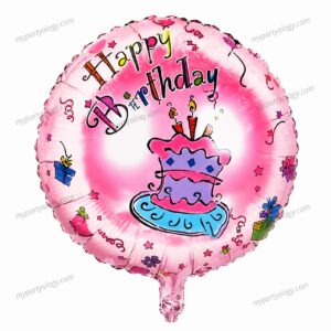 Happy Birthday Pink Cake 18" Foil Balloon