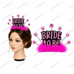 Bride to Be Crown/Tiara With Pink Feathers (Pack of 1)