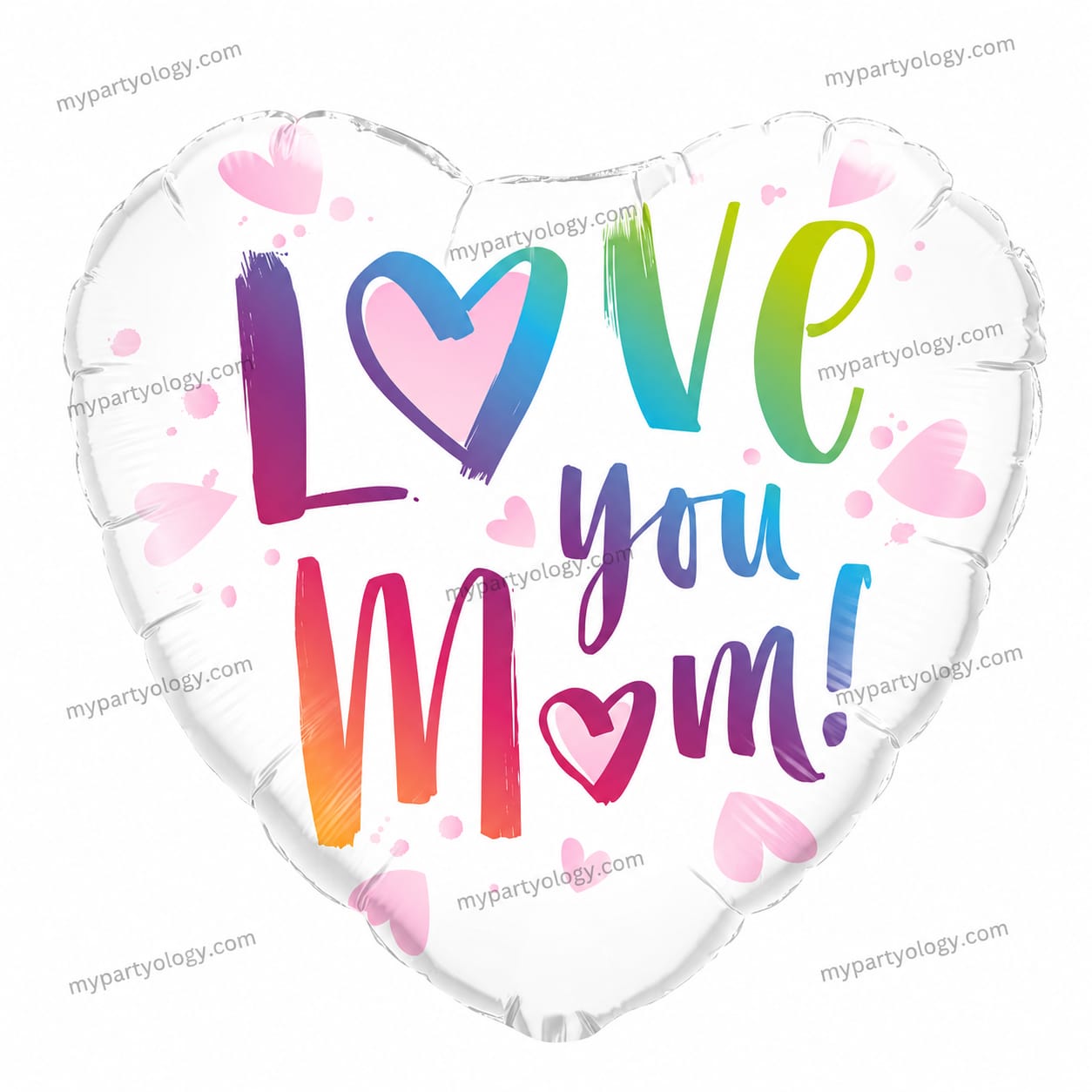 Love You Mom White Heart 18'' Foil Balloon