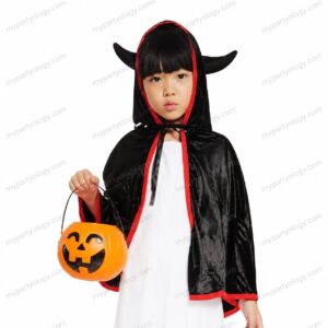Black Horn With Red Line Kids Devil Cape