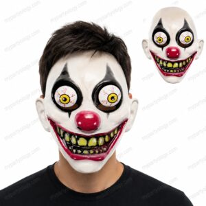 Laughing Bulgy Eyes Clown Plastic Mask