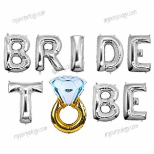 Bride to Be Silver Ring 16" Foil Balloon Banner